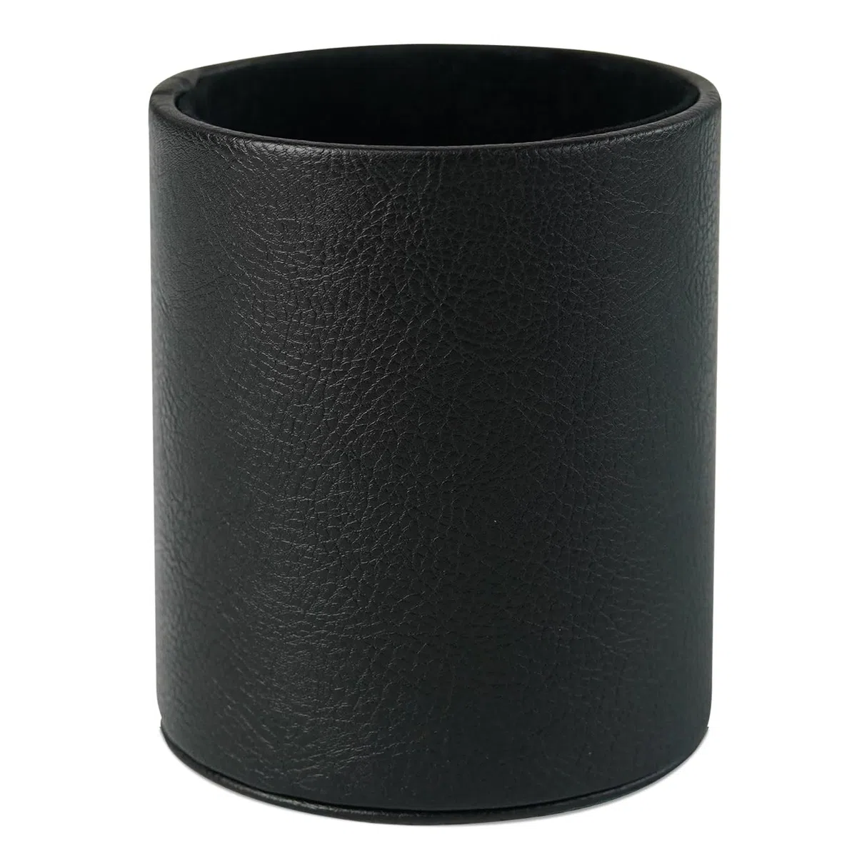 PU Cuero Redondo Portalápices Uso para almacenar bolígrafos, Pinceles de maquillaje, Lápices de cejas, Plantas artificiales de escritorio,Negro