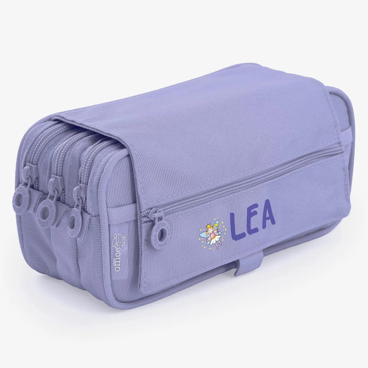 Stikets Estuche Triple Personalizado con Nombre y 3 Compartimentos. Ideal para el Colegio (Azul Celeste)