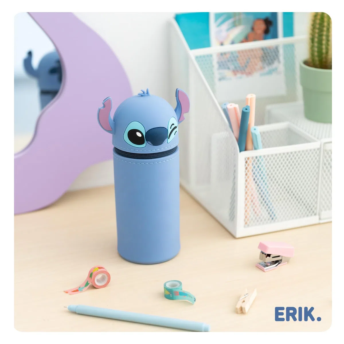 Grupo Erik Estuche Stitch - Estuche Escolar pequeño de Silicona para niñas y niños │Stitch Regalos │ Vuelta al Cole : Material Escolar y papeleria │ Extensible, Impermeable y con Cremallera