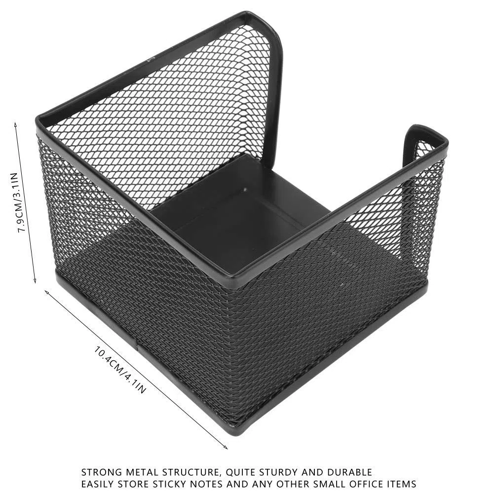 Soporte de Malla para Notas, Dispensador de Cubo de Bloc de Notas de Metal Caja de Notas Adhesivas Tarjetero Organizador de Soporte para Oficina Hogar Escuela Organizador de Escritorio (2Pcs)