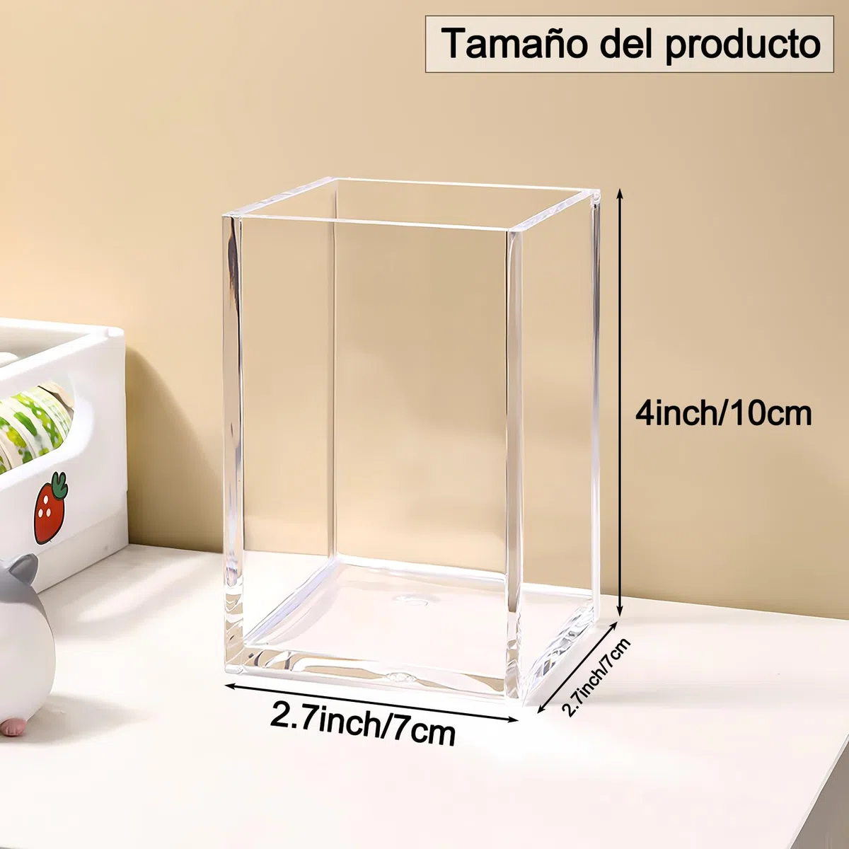 DARUITE Pack de 4 Portalapices Escritorio, Portalápices de Acrílico Transparente, Organizador Maquillaje Adecuado para Oficina, Hogar, Escuela, Cocina