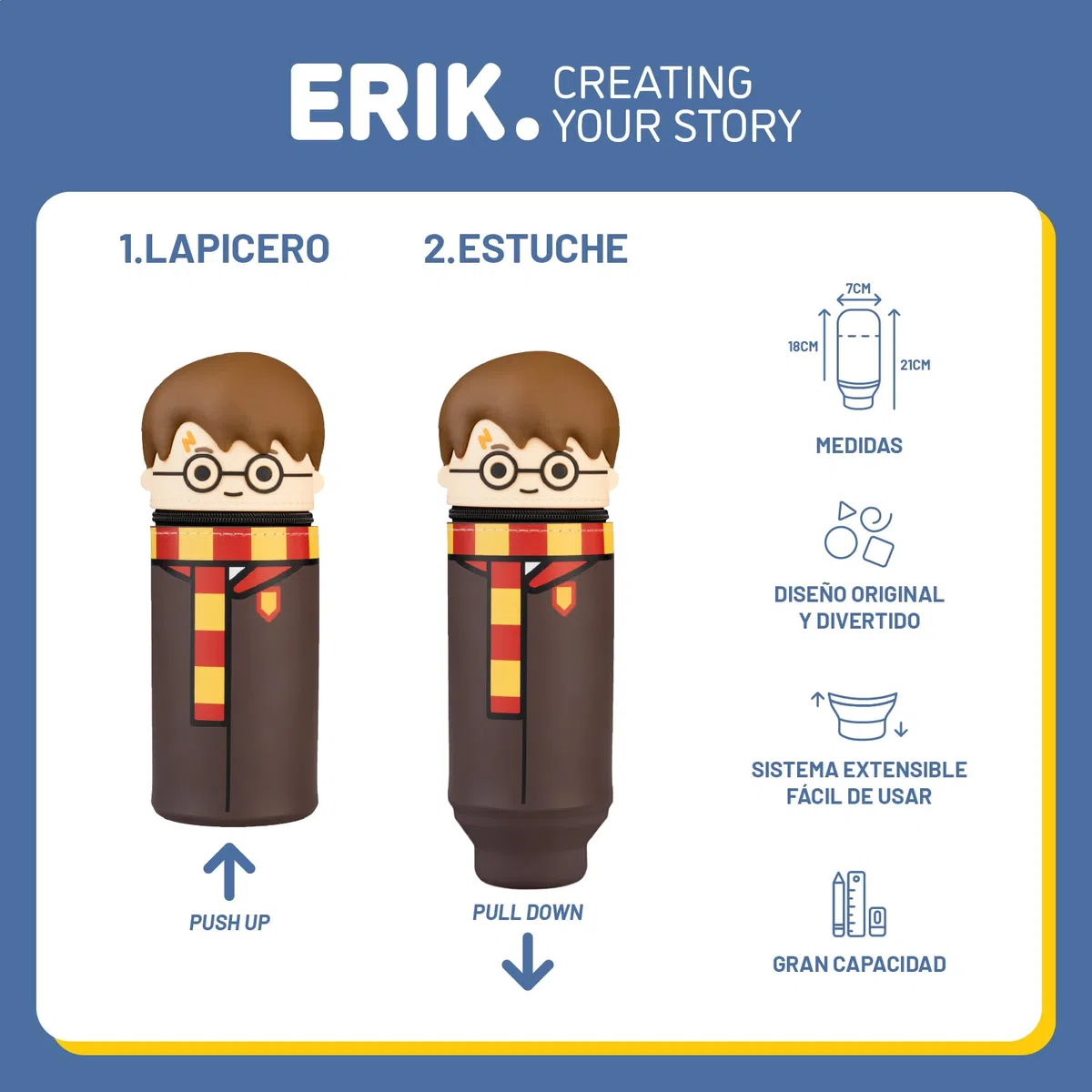 Grupo Erik Estuche Harry Potter - Estuche Escolar pequeño de Silicona para niñas y niños │ Vuelta al Cole : Material Escolar y papeleria │ Extensible, Impermeable y con Cremallera