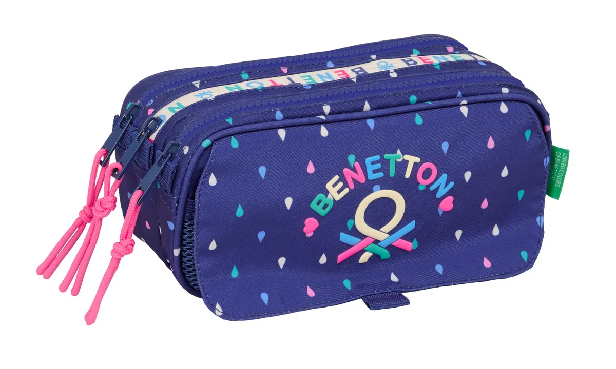 BENETTON DROP - Portatodo Triple Big, Estuche Infantil, Estuche Niño, Ideal para Niños en Edad Escolar, Cómodo y Versátil, Calidad y Resistencia, 21.5x8x10 cm