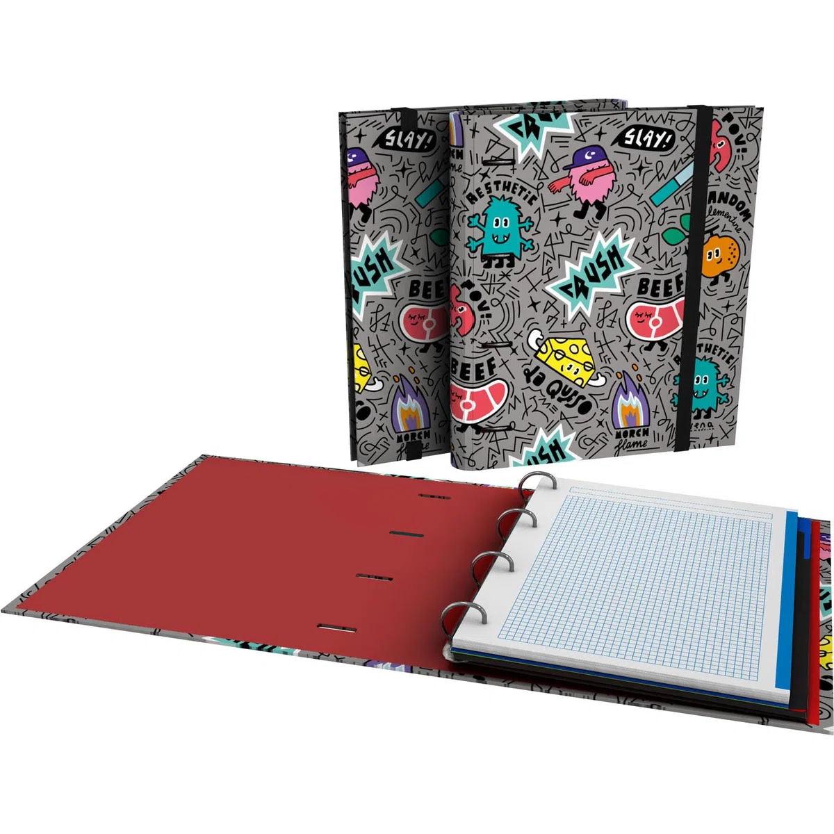 Grafoplas - Carpesano 4 Anillas a4, Carpebook Elena Corredoira Random, Incluye Recambio Cuadricula 5x5 90g, Separadores, Sobre Transparente, Lomo Curvo Ergonómico, Perfecto Material escolar