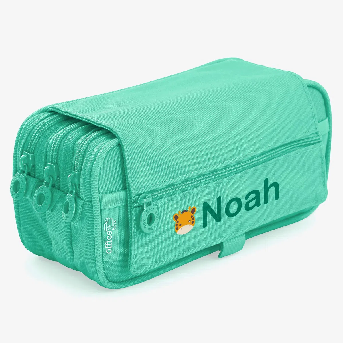Stikets Estuche Triple Personalizado con Nombre y 3 Compartimentos. Ideal para el Colegio (Azul Celeste)