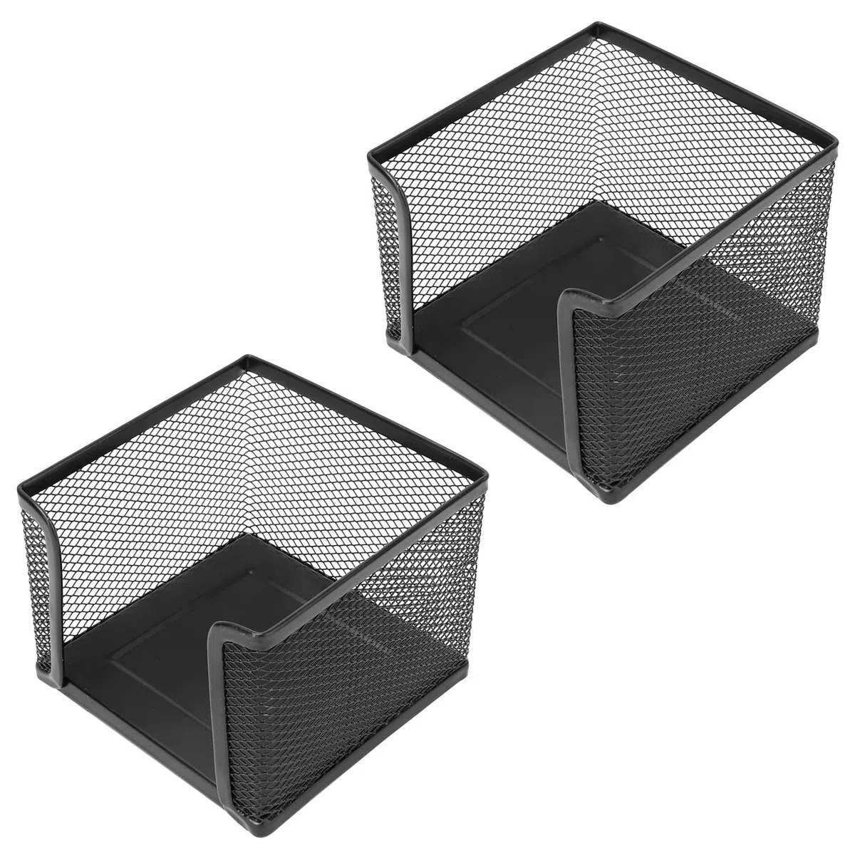 Soporte de Malla para Notas, Dispensador de Cubo de Bloc de Notas de Metal Caja de Notas Adhesivas Tarjetero Organizador de Soporte para Oficina Hogar Escuela Organizador de Escritorio (2Pcs)