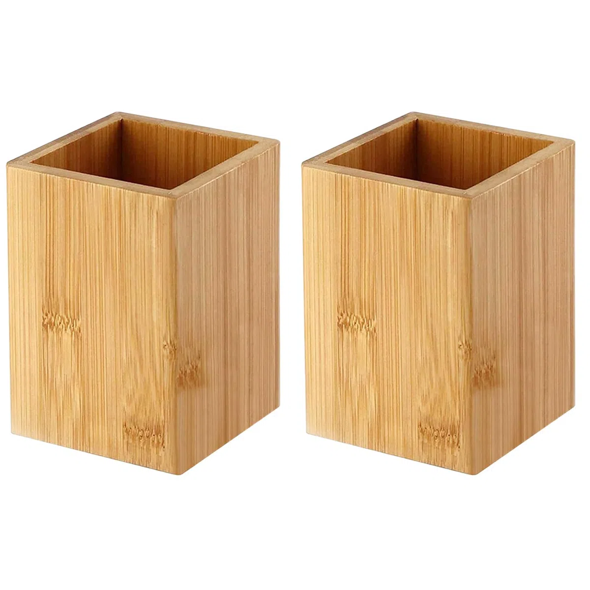 Paquete De 2 Portalápices Rectangular, Portalápices De Madera, Caja De Almacenamiento De Papelería Simple, Caja De Almacenamiento De Brochas De Maquillaje, La Oficina