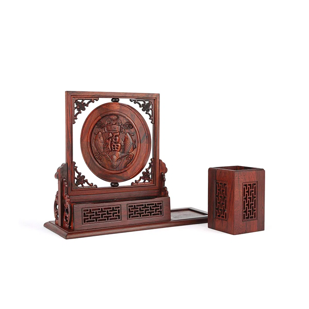 Portalápices Portalápices de Madera roja, portalápices Hecho a Mano Tallado en Madera de Estilo Chino for Oficina, Escuela, bolígrafo, Organizador de lápices Portalapices Escritorio