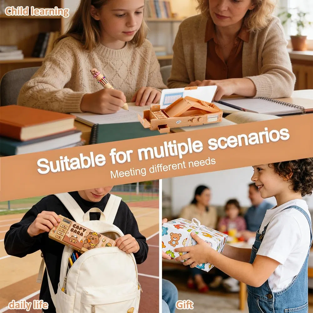 Pop Up Estuche Capybara Multifuncional con Pen Multicolor, Estuche para lápices con Cerradura de combinación, capibara Caja de papelería Organizador de Artículos de Papelería para Niñas y Niños