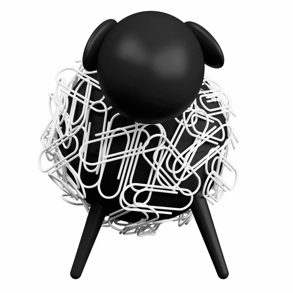 Allocacoc Dispensador de clips magnético oveja – Negro Decorado con clips – La tierische Klips Soporte para cualquier escritorio, DH0028/SHEEPI