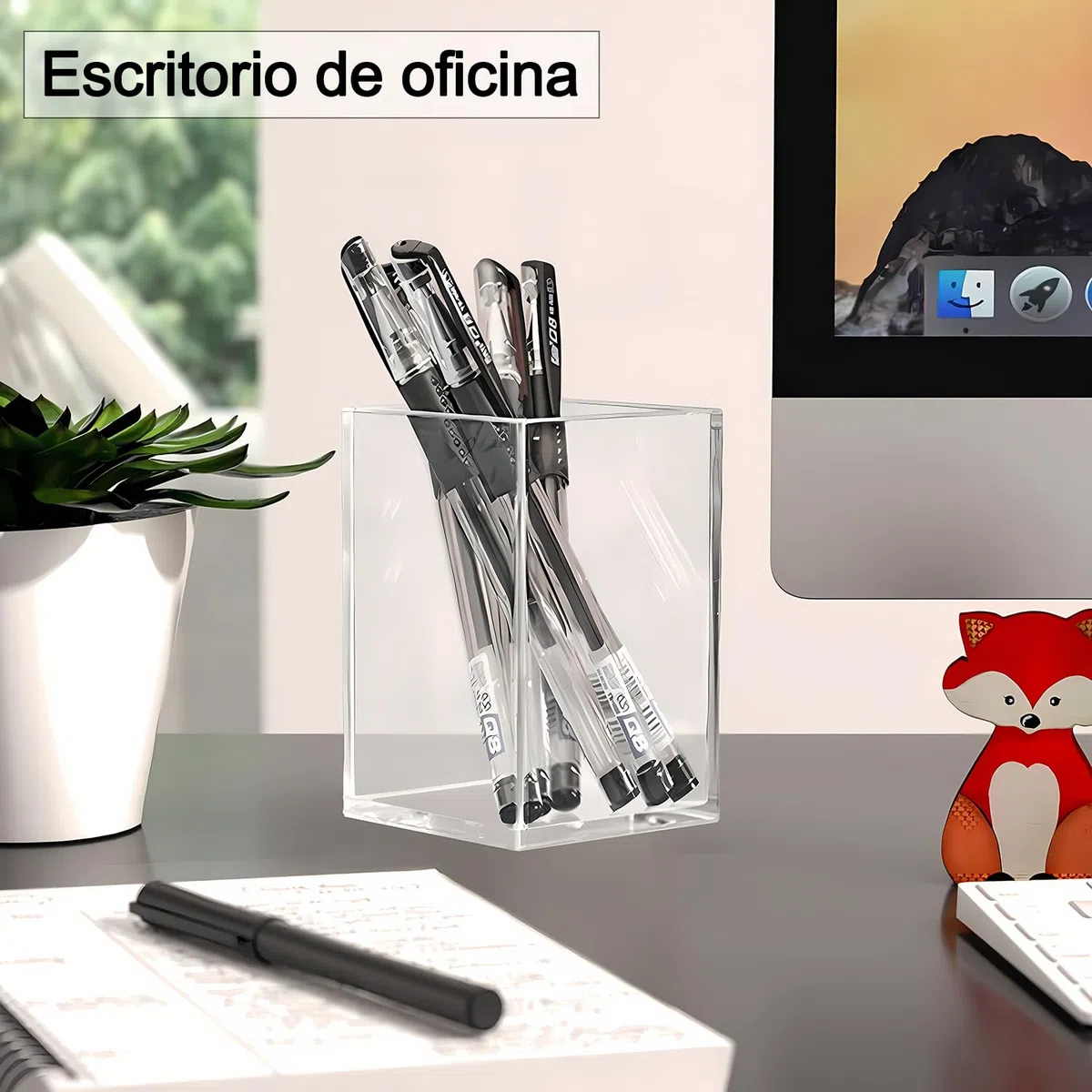 DARUITE Pack de 4 Portalapices Escritorio, Portalápices de Acrílico Transparente, Organizador Maquillaje Adecuado para Oficina, Hogar, Escuela, Cocina