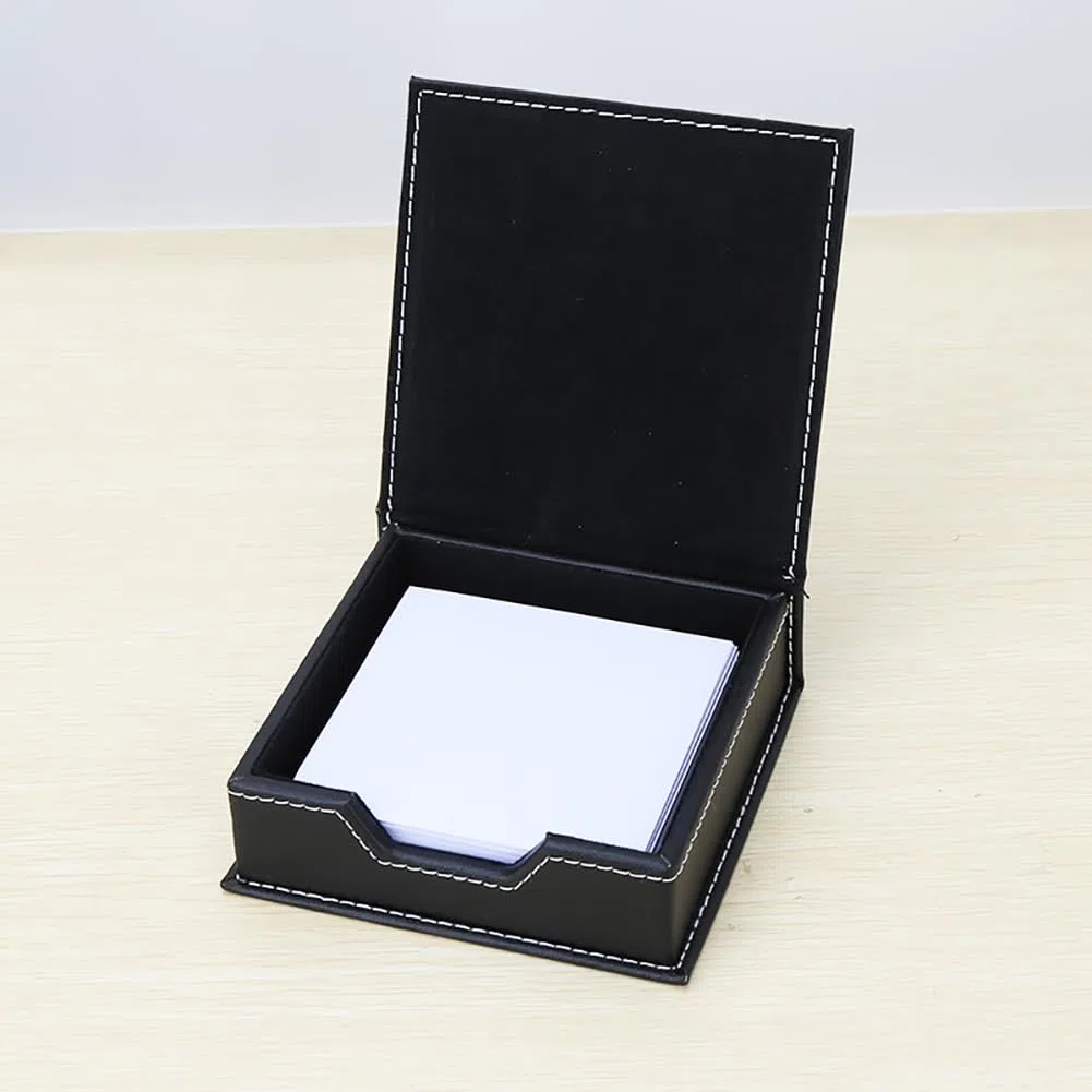 FSSTUD Soporte de piel sintética para bloc de notas, caja de almacenamiento de papel para notas, mini estuche dispensador de artículos, hogar, color marrón