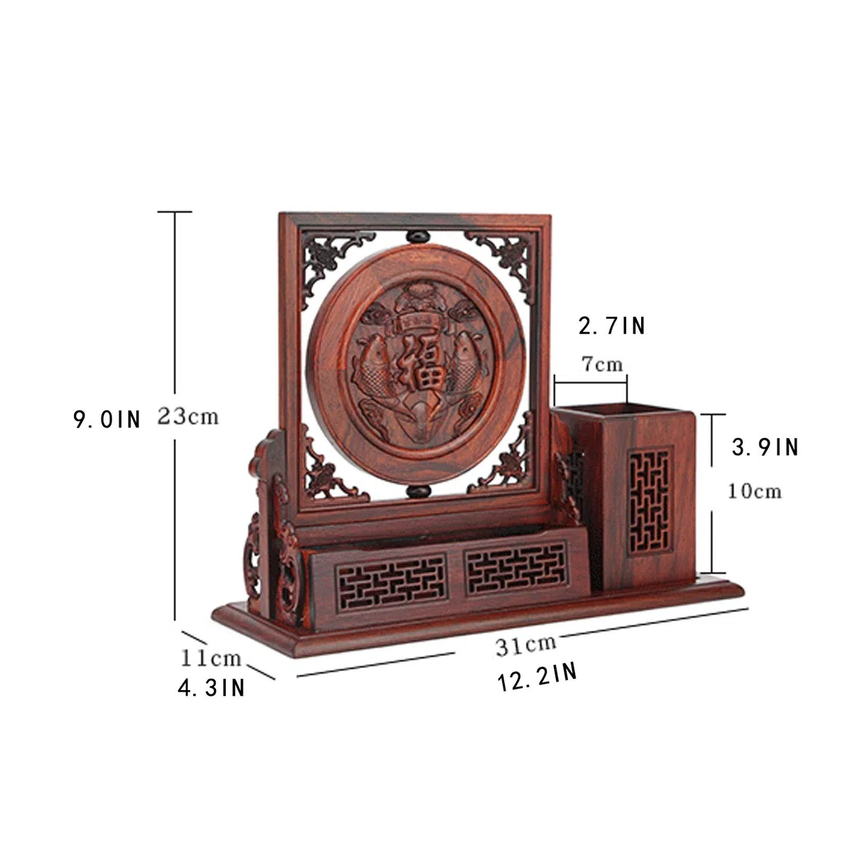 Portalápices Portalápices de Madera roja, portalápices Hecho a Mano Tallado en Madera de Estilo Chino for Oficina, Escuela, bolígrafo, Organizador de lápices Portalapices Escritorio