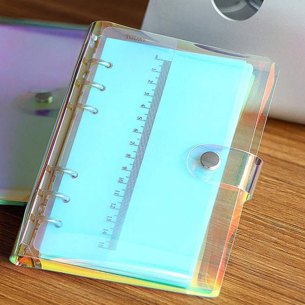 4 Piezas Cubierta de Carpeta A5 Funda Protectora para Carpeta Color Transparente Carpeta de Anillas 6 Anillas Recargable Cuaderno de Hojas Sueltas
