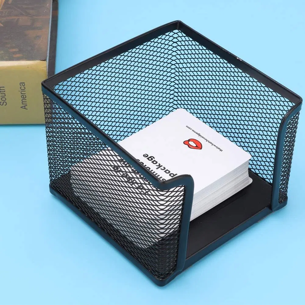 Soporte de Malla para Notas, Dispensador de Cubo de Bloc de Notas de Metal Caja de Notas Adhesivas Tarjetero Organizador de Soporte para Oficina Hogar Escuela Organizador de Escritorio (2Pcs)