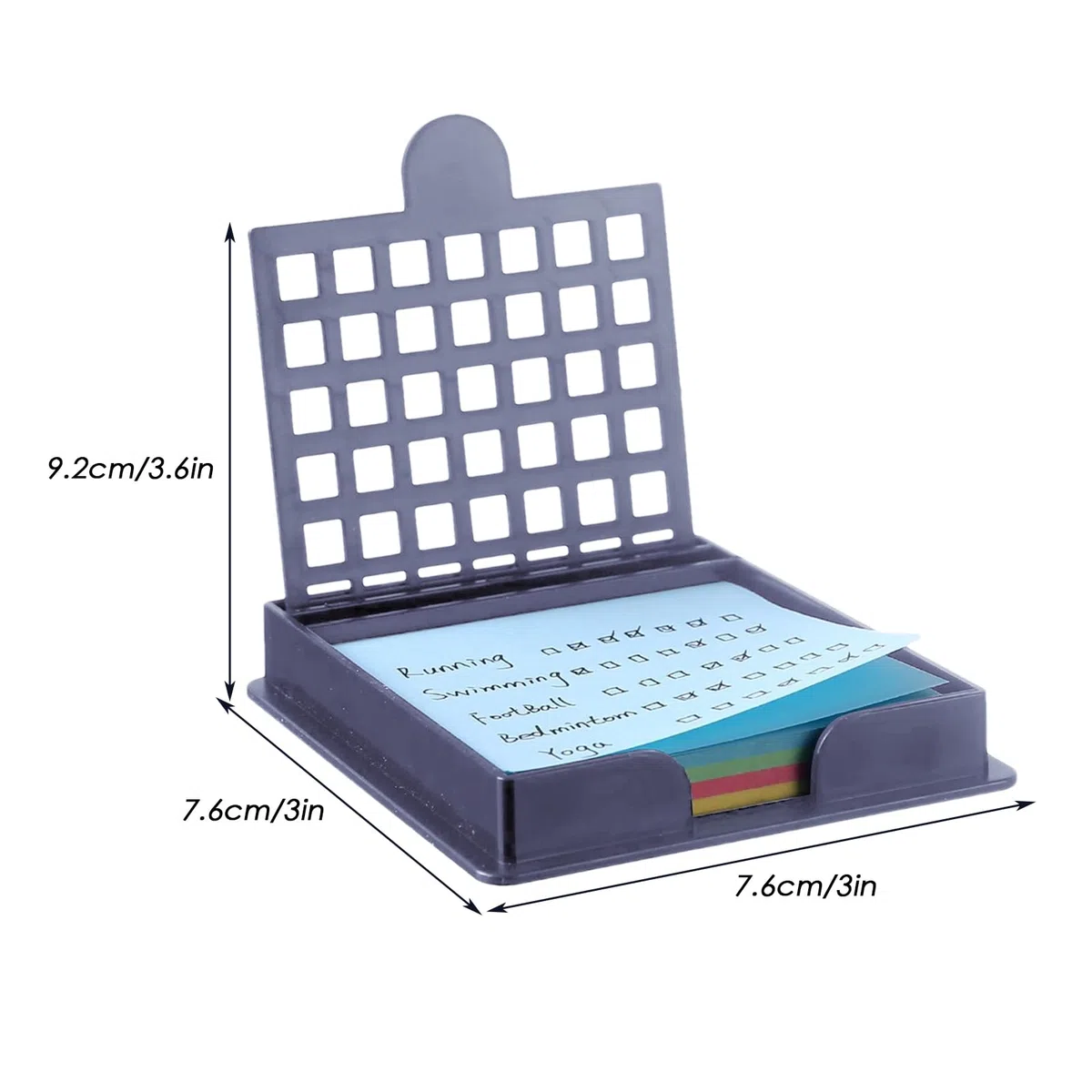 Sticky Note Stencil Template, Sticky Pads Base with Stencil, Compact Desktop Organizer for 3x3 inch Memo Pad, Easy Access Stationery Storage 7,6x7,6x9,2 cm/2,99x2,99x3,62 pulgadas