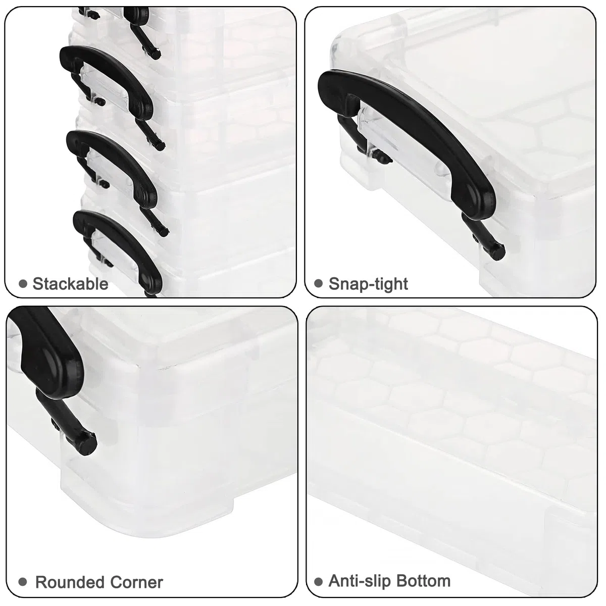 BTSKY Caja de lápices transparente apilable de 6 unidades - Organizadora de almacenamiento de suministros de oficina, contenedor para lápices de pintura y pinceles