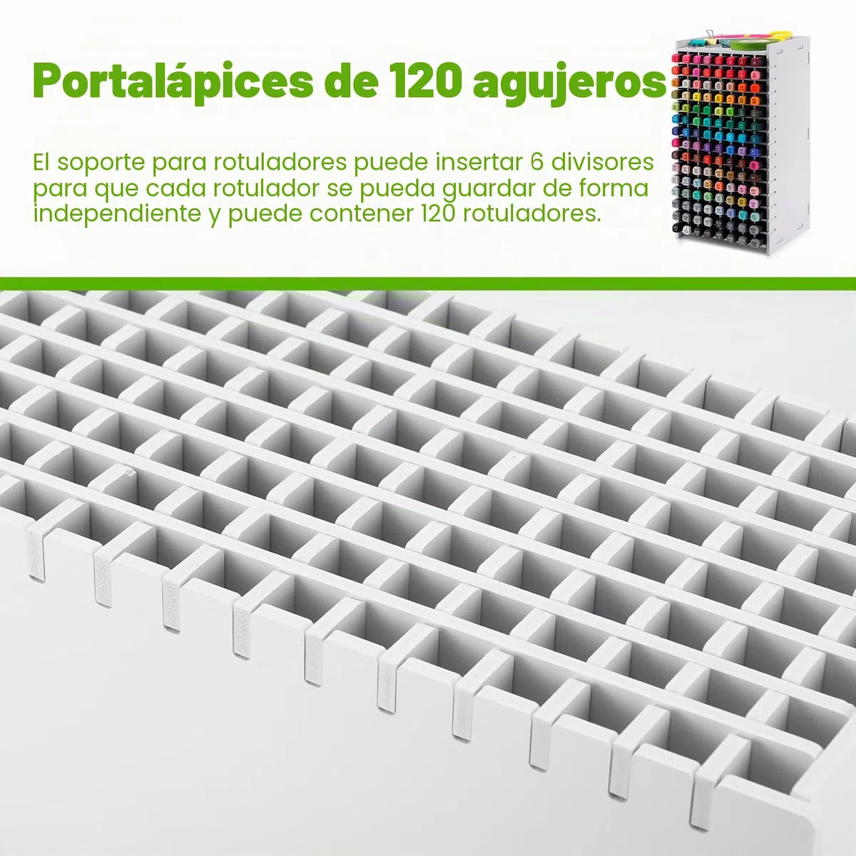 Organizador Rotuladores Organizador de escritorio para 120 lápices, estante inclinado para lápices de gran capacidad, portalápices para almacenamiento de escritorio, colores y marcadores