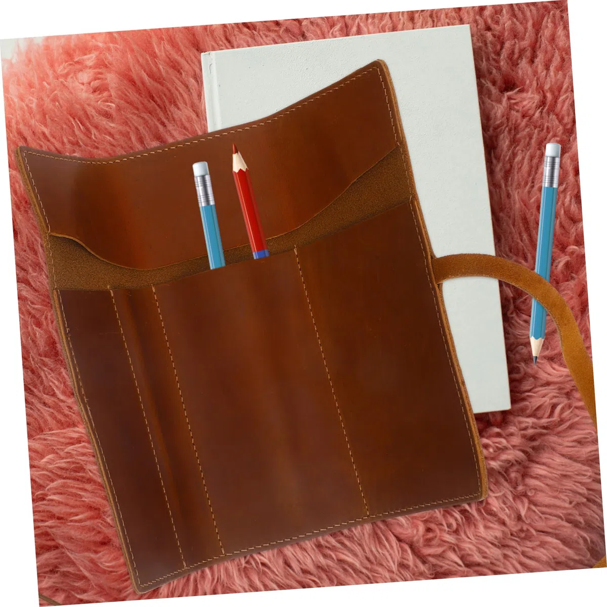 NUOBESTY Rollo 5 Piezas Estuche para lápices Piel Caballo Estuche lápices Cuero Bolso lápices Enrollable cartuchera Bolsa lapices portalápiz Bolsa para lápices