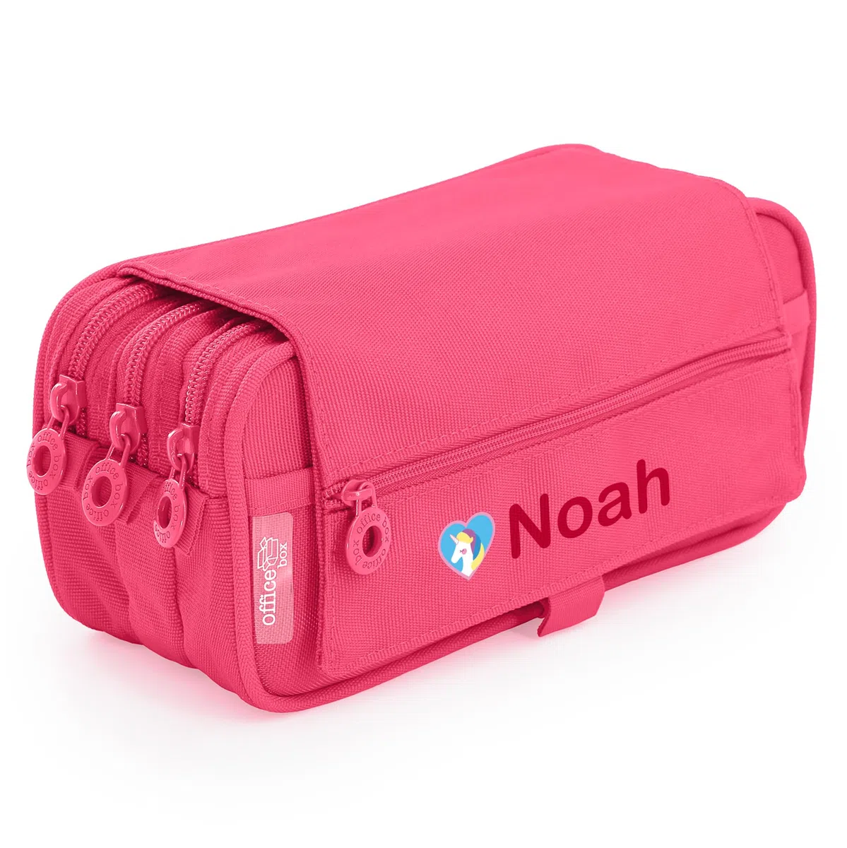 Stikets Estuche Triple Personalizado con Nombre y 3 Compartimentos. Ideal para el Colegio (Azul Celeste)