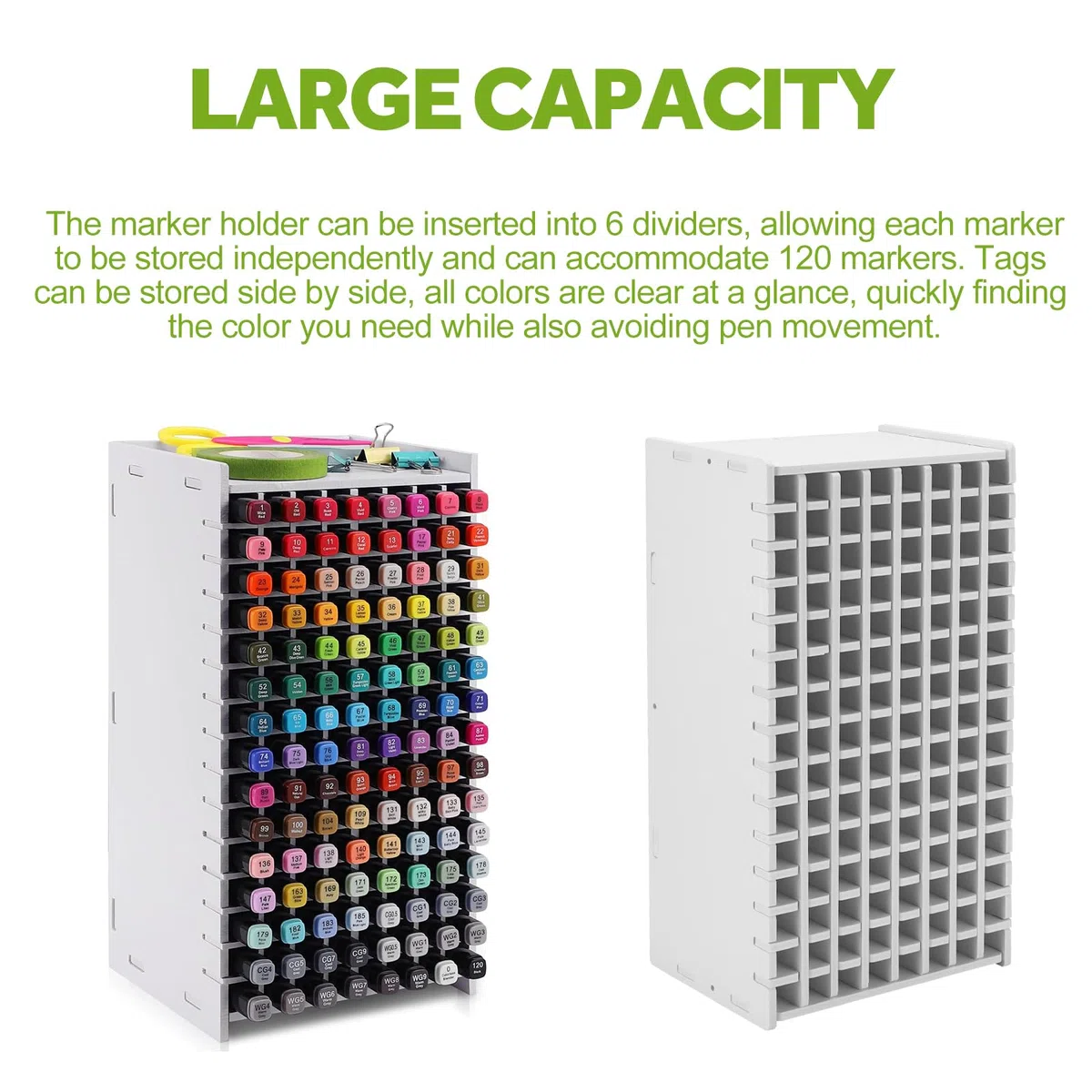 Organizador Rotuladores Organizador de escritorio para 120 lápices, estante inclinado para lápices de gran capacidad, portalápices para almacenamiento de escritorio, colores y marcadores