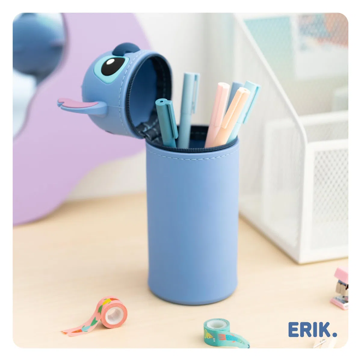 Grupo Erik Estuche Stitch - Estuche Escolar pequeño de Silicona para niñas y niños │Stitch Regalos │ Vuelta al Cole : Material Escolar y papeleria │ Extensible, Impermeable y con Cremallera