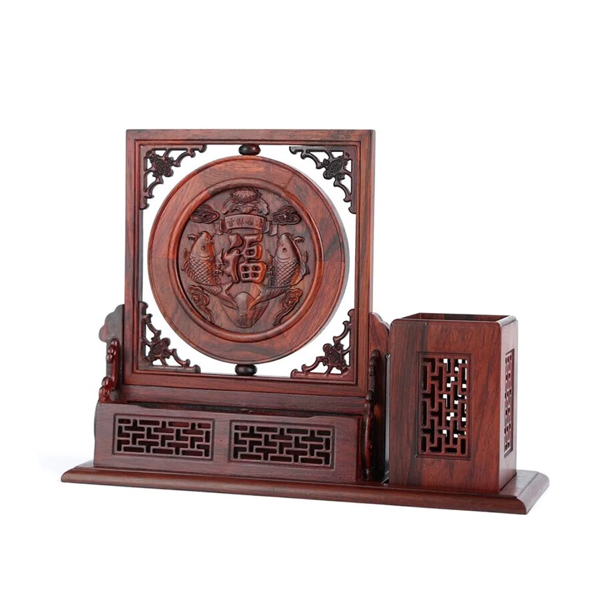 Portalápices Portalápices de Madera roja, portalápices Hecho a Mano Tallado en Madera de Estilo Chino for Oficina, Escuela, bolígrafo, Organizador de lápices Portalapices Escritorio