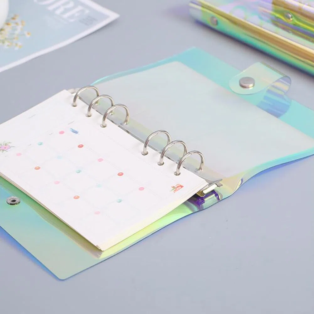 4 Piezas Cubierta de Carpeta A5 Funda Protectora para Carpeta Color Transparente Carpeta de Anillas 6 Anillas Recargable Cuaderno de Hojas Sueltas