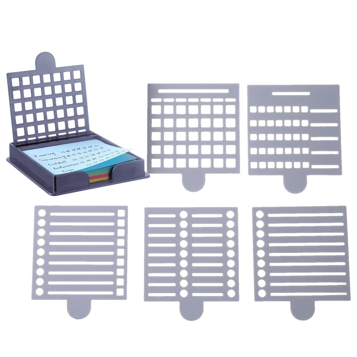 Sticky Note Stencil Template, Sticky Pads Base with Stencil, Compact Desktop Organizer for 3x3 inch Memo Pad, Easy Access Stationery Storage 7,6x7,6x9,2 cm/2,99x2,99x3,62 pulgadas