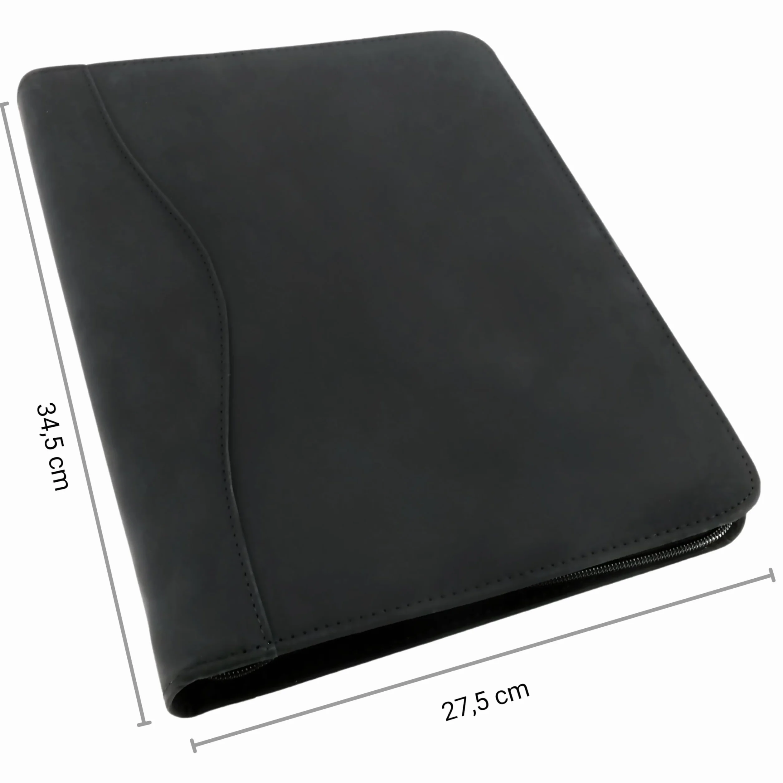 Alassio 30070 - Carpeta clasificadora con 4 anillas y bloc de notas (capacidad de 30 mm, A4, con cremallera), color negro