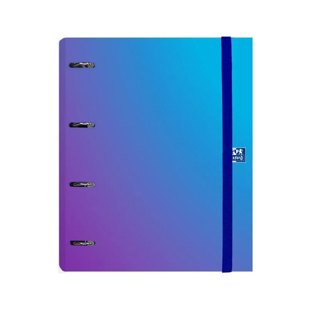 Oxford, Europeanbinder Polyfoam, Archivador de 4 anillas A4+, Gradient, Incluye Recambio Cuadrícula 5X5, Pizarra Write&Erase y Pegatinas, Color Azul