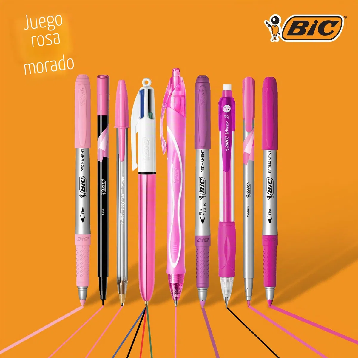 BIC Juego de 1 estuche con 2 bolígrafos, 1 lápiz de grafito con borrador, 1 bolígrafo de gel borrable, 3 marcadores permanentes, 1 bolígrafo de fieltro de escritura, 1 lápiz mecánico