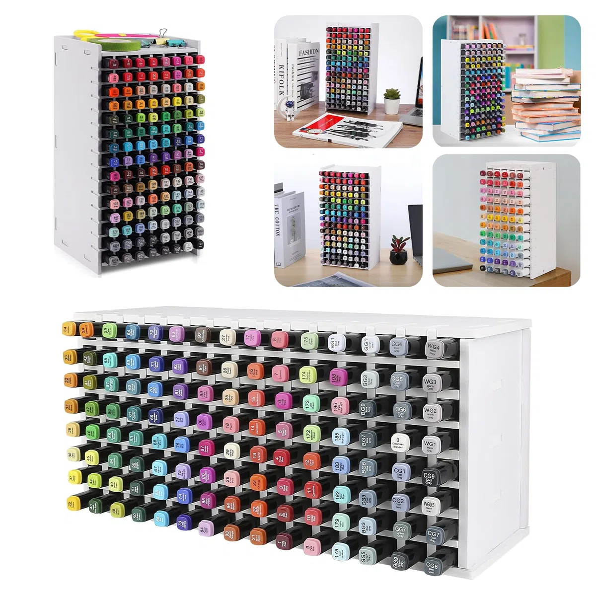 Organizador Rotuladores Organizador de escritorio para 120 lápices, estante inclinado para lápices de gran capacidad, portalápices para almacenamiento de escritorio, colores y marcadores