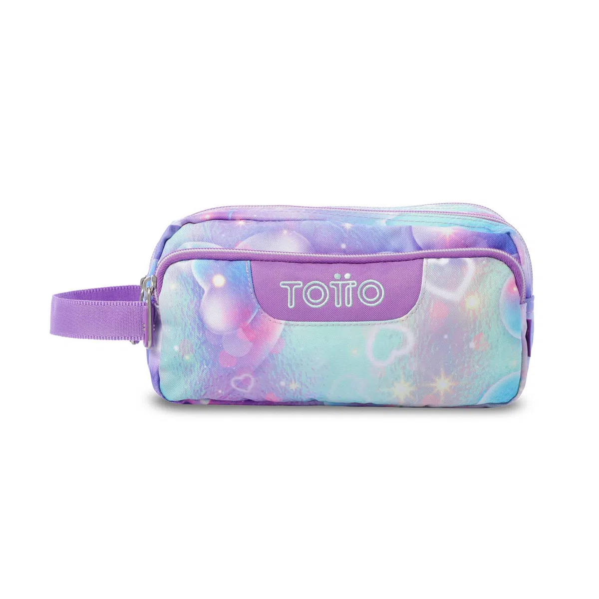 TOTTO - Estuche Escolar 3 Compartimentos, Modelo Agapec, Estuche Grande, Dimensiones 23 x 11.5 x 10.5 cm, Asa Lateral, Tiradores Ergonómicos con PVC, Tejido Resistente, Estampado Korina