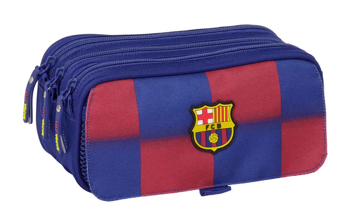 F.C. Barcelona 1ª EQUIPACIÓN 25/26 - Portatodo Triple Big, Estuche Infantil, Estuche Niño, Ideal para Niños en Edad Escolar, Cómodo y Versátil, Calidad y Resistencia, 21.5x8x10 cm