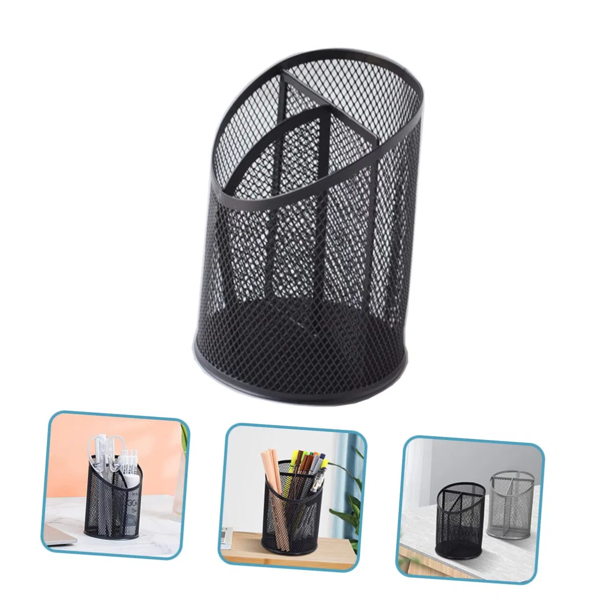 2 soportes biselados para bolígrafos de escritorio, soporte para bolígrafos para escritorio, lindo organizador de bolígrafos, soporte para lápices, soporte negro para bolígrafos, organizador