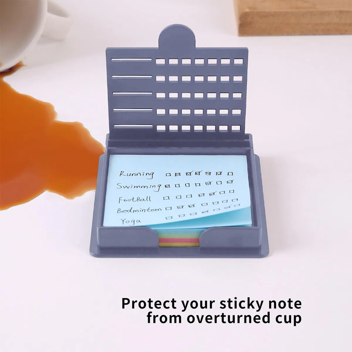 Sticky Note Stencil Template, Sticky Pads Base with Stencil, Compact Desktop Organizer for 3x3 inch Memo Pad, Easy Access Stationery Storage 7,6x7,6x9,2 cm/2,99x2,99x3,62 pulgadas