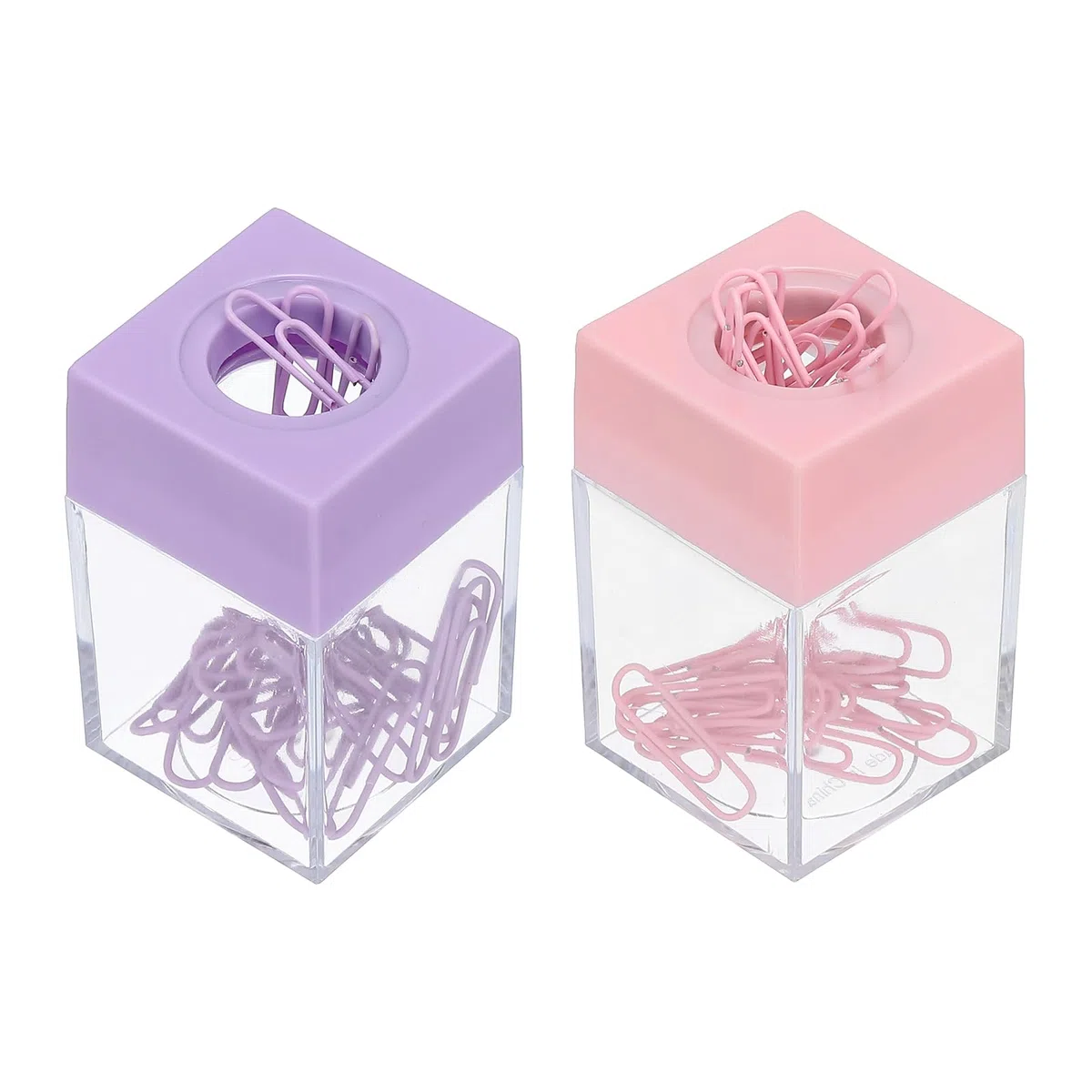 PATIKIL Portaclip Magnético para Clips de Papel, 2 Unidades Organizadores de Clips de Papel de Gran Capacidad con Tapa Magnética para Suministros de Escritorio, Oficina, Aula, Morado, Rosa